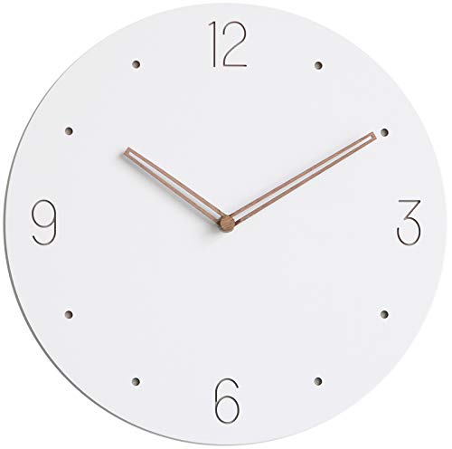 Stephanie Imports Modern Minimalist Wood on White Silent Wall Clock - color: Wood on White