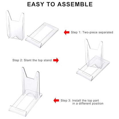 Zonon Acrylic Plate Stands for Display Adjustable Plastic Stand Holders Picture Plate Holders Clear Mini Easels Stands to Display Pictures for Home Office Supplies Festival Party Decoration(10 Pcs)
