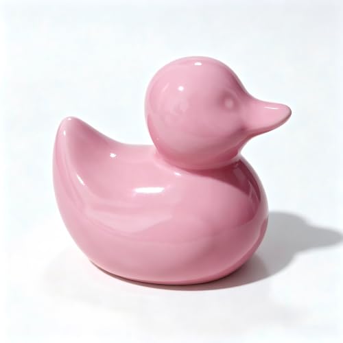 Pink Ceramic Duck Figurines, Mini Ducks Statues for Computer Decor, Desk - color: Pink