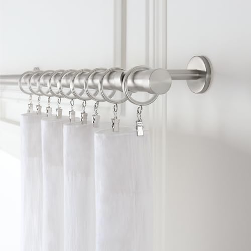 Cambria Designer 2" Brushed Nickel Quiet Glide Curtain Rings 18 Pack - color: Brushed Nickel, size: Large 2 in