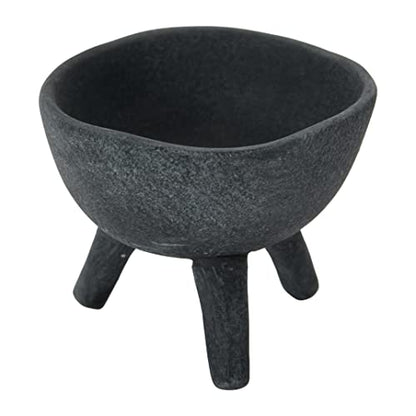 Creative Co-Op Boho Terracotta Footed Planter, Matte Black - color: Slate Grey, size: 3.5"