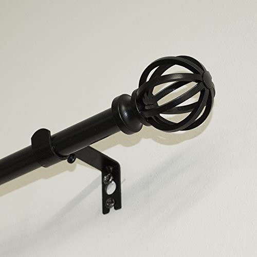 Lumino 5/8" Cage Single Curtain Rod Set 30"-84" Black - color: Black