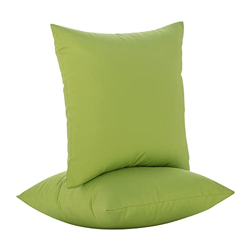 JMGBird Water-Resistant Outdoor Pillows Set of 2, 18x18 inch Durable Pure Green Throw Pillows with Inserts for Patio Furniture - color: Green