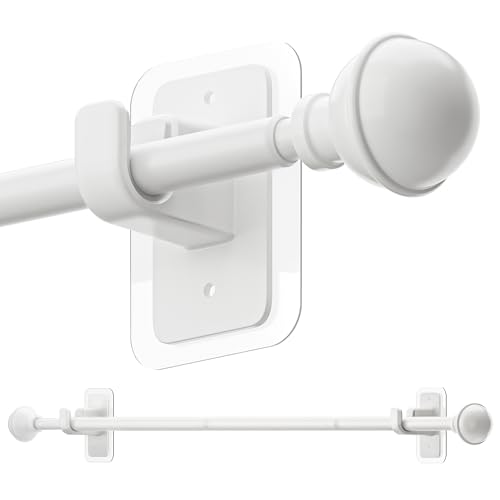 ENJOYBASICS Curtain Rods No Drilling for Renter, 28-47" Adjustable, White - color: White, size: 27-52"