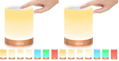 UNIFUN Bedside Touch Lamp Rechargeable Dimmable RGB LED Table Night Light (Pack of 2) - size: Regular Szie (Pack of 2)