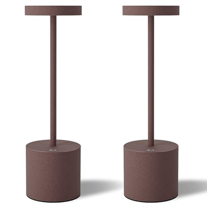 TBBGA LED Cordless Table Lamps Set of 2, 5000mAh Rechargeable Table Light - color: Rust