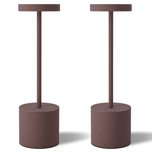 TBBGA LED Cordless Table Lamps Set of 2, 5000mAh Rechargeable Table Light - color: Rust