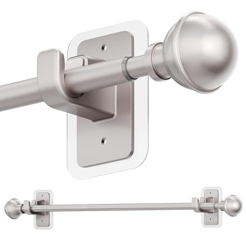 ENJOYBASICS Curtain Rods No Drilling for Renter, 28-47" Adjustable, Nickel - color: Nickel, size: 27-52"