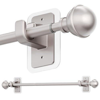 ENJOYBASICS Curtain Rods No Drilling for Renter, 28-47" Adjustable, Nickel - color: Nickel, size: 27-52"