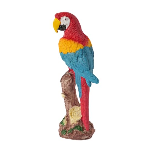 Parrot Statue Fake Bird Tropical Decor Macaw Figurine, Yellow Beak - style: Yellow mouth