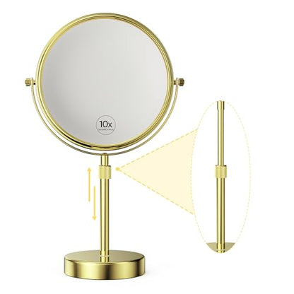 Nicesail Adjustable Tabletop Makeup Mirror Magnified Vanity Gold 10X - color: Gold-10x