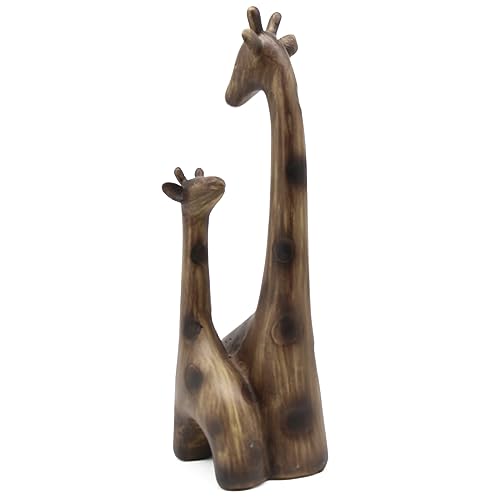 Lukitas Giraffes Statue Decor, Mom-and-Baby Giraffe Sculpture, Resin 11''