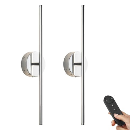 KARTOOSH Battery Operated Wall Sconces Set of Two Wireless Wall Lights - color: Chrome, size: 20.4 Inches
