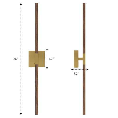 Rayogale Gold & Walnut Wireless Wall Sconce with Remote Control, 36 Inch - color: Gold & Walnut, size: 36 Inch(2 Pack)