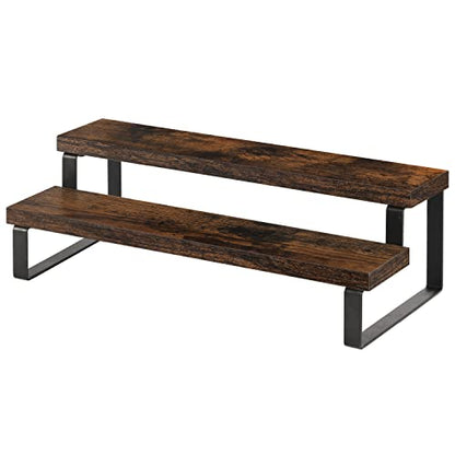 YINMIT Wooden Display Riser Stand, Tiered Perfume and Cologne Organizer Stand, 2 Tier Spice Rack Organizer, Rustic Display Shelf for Candles (2 Tier) - color: 2 Tier,1 Pack,Brown