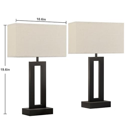 19.6" Touch Lamps for Nightstand, 3 Way Dimmable Bedroom Lamp, USB C+A - color: A. Beige&Black, size: Medium(19.6in)