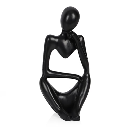 Sandstone Resin Thinker Statue Style Abstract Sculpture, Black, Right - color: Small Black, size: Right 1pc