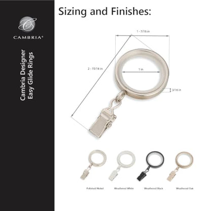 Cambria Designer 1-3/8" Weathered White Quiet Glide Curtain Rings 18 Pack - color: Weathered White, size: Small 1-3/8 in