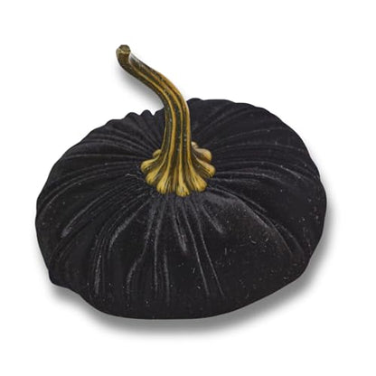 Your Heart's Content Black 6.25 inch Velvet Pumpkin (Black) - color: Black