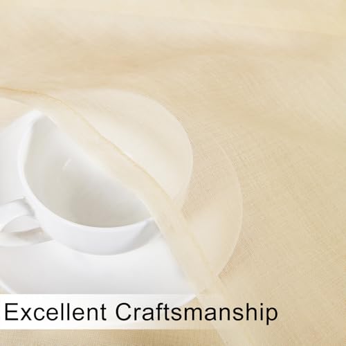 DWCN Sheer Valance Faux Linen Small Window Curtains, Living Room Kitchen Windows, Voile Rod Pocket Valance for Cafe, 1 Panel Beige, 42" W x 18" L - color: Beige, size: 42"W x 18"L (Pack of 1)