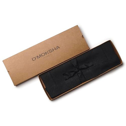 Signature Linen™ by D'Moksha, Black Placemats Set of 6, 14 x 19 Inch, 100% Pure Linen Table Mats, Hemstitch, Machine Washable Cloth Placemats- Fall, Weddings, Outdoor Hosting - color: Black, size: Set of 6 (14 X 19 Inch)