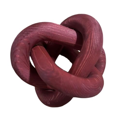 Wood Knot Chain Link Decor - 3 Link Boho Wooden Hand Carved Decorative Wooden Links Knots for Coffee Table Entryway Modern Farmhouse Shelf Decoration (Wine) - color: Wine