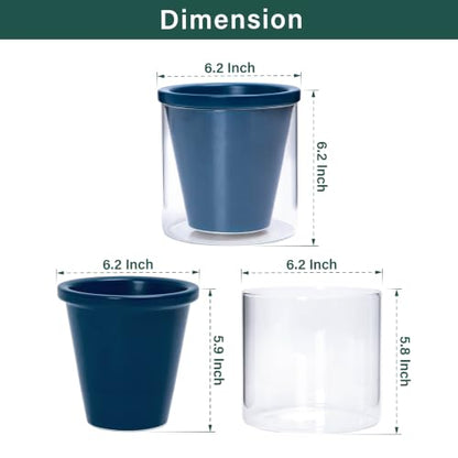 D'vine Dev Self-Watering Blue Terracotta Planter Pot, 6 in, 37-X-B-4 - color: Blue, size: 6 Inch