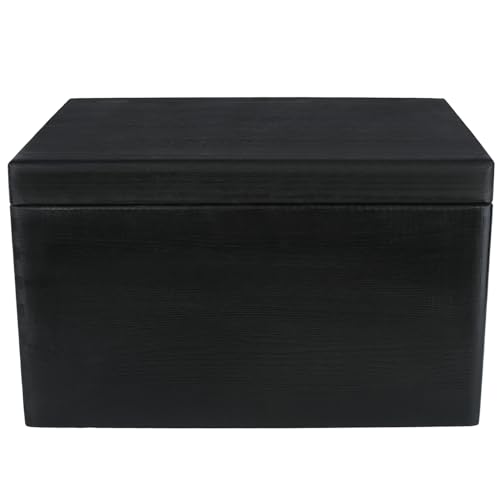 Creative Deco Large Black Wooden Box Storage with Hinged Lid - color: Black, size: XXL | No Handles