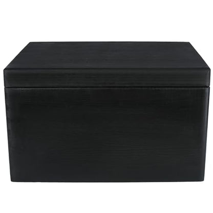 Creative Deco Large Black Wooden Box Storage with Hinged Lid - color: Black, size: XXL | No Handles