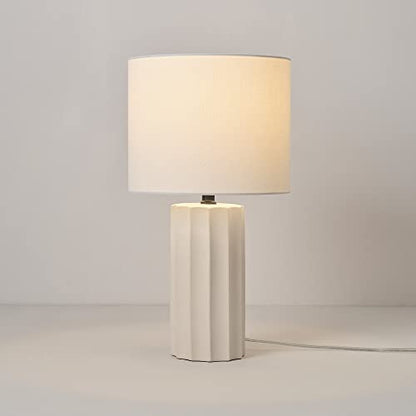 Globe Electric 20" Ribbed Concrete Finish Table Lamp with White Linen Shade - color: White, Doris