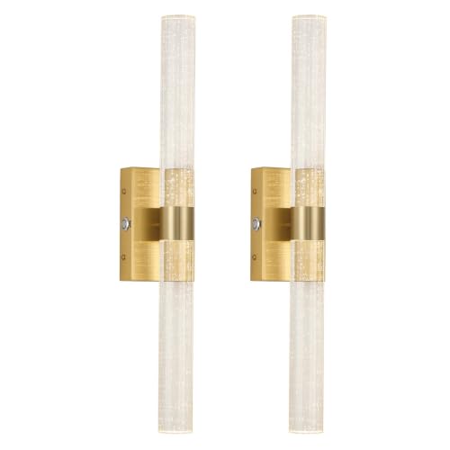Battery Operated Wall Sconces Set of 2, 20000mAh Rechargeable Wall Light | Remote Control,3000K-6000K Dimmable LED Wireless Sconces,Gold,20.9 Inch - color: Gold, size: 20.9 Inch