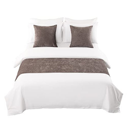 AMBERIS Bed Runner Grey, Chenille Soft No Fading Modern Bed Scarf (Pillowcases Sold Separately) - color: Grey, size: 5'11" x 1'8" (for 1.2m Bed)