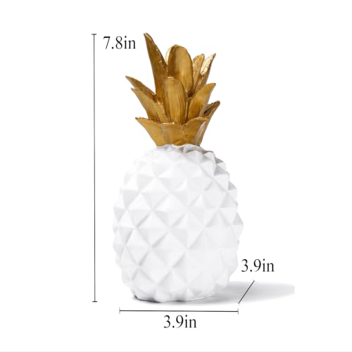 Resin Pineapple Statue, White Modern Luxury Tabletop Decor, 7.8in (H) - color: White
