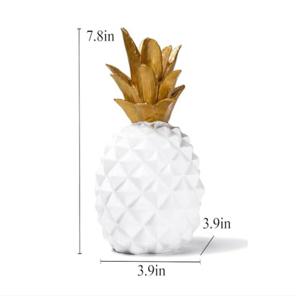 Resin Pineapple Statue, White Modern Luxury Tabletop Decor, 7.8in (H) - color: White