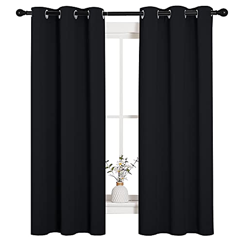 NICETOWN Black Blackout Curtains for Living Room 34" w x 63" L 2 Panels - color: Black, size: 34"W x 63"L (Pack of 2)