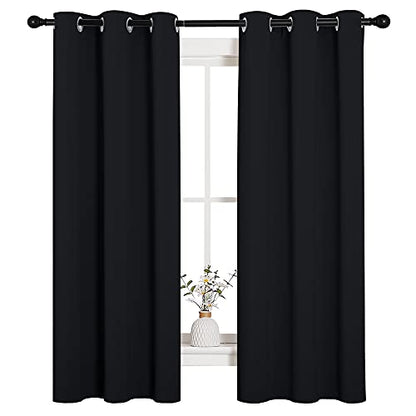NICETOWN Black Blackout Curtains for Living Room 34" w x 63" L 2 Panels - color: Black, size: 34"W x 63"L (Pack of 2)
