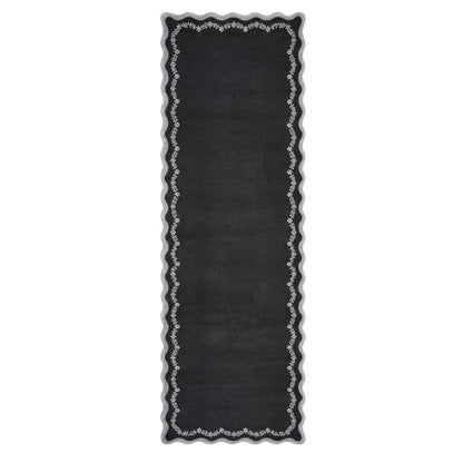 GarveeHome 2.5x10 Scalloped Washable Runner Rug Long Hallway Kitchen Rug - color: Black, size: 2'6" x 10' (Rectangular)