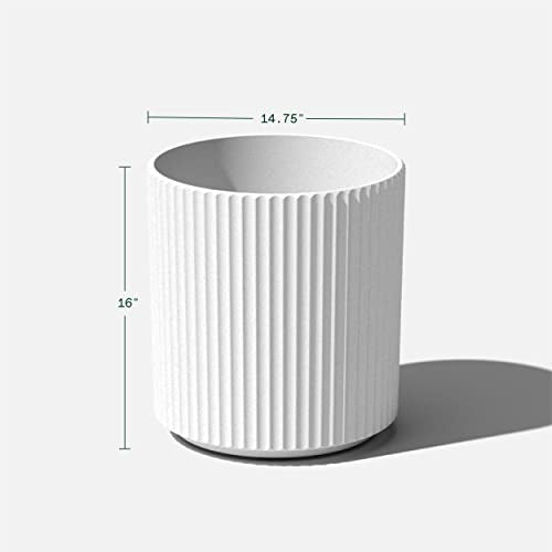Veradek Demi Series Planter - Large Round Outdoor Planter - color: White, size: 16 inch - 2 Pack