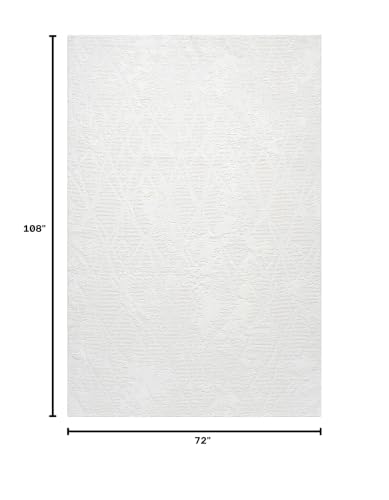 6x9 Cream Modern Geometric Area Rug for Living Room, Bedroom - color: 1003 - Cream, size: 6' x 9' (Rectangular)
