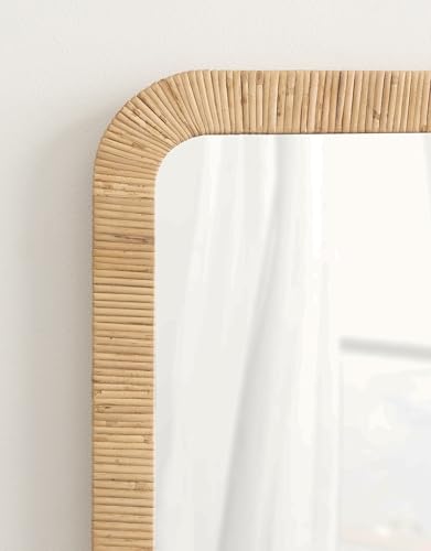 Kate and Laurel Rahfy Rectangle Framed Wall Mirror - color: Natural