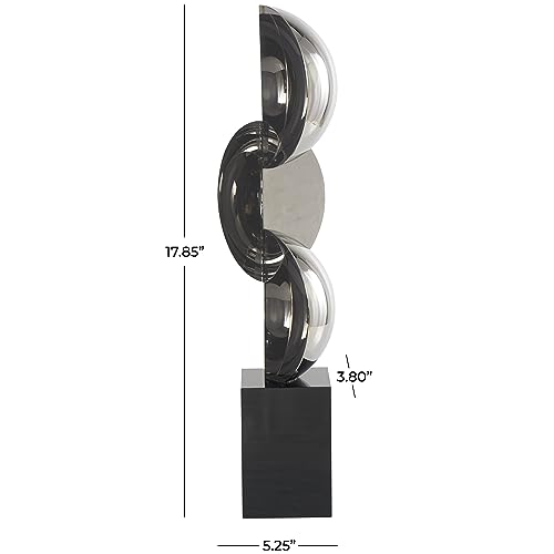 Deco 79 Crystal Geometric Decorative Sculpture Abstract Two-Tone Home Decor Statue with Stacked Semi Circles, Accent Figurine 5" x 4" x 18", Black