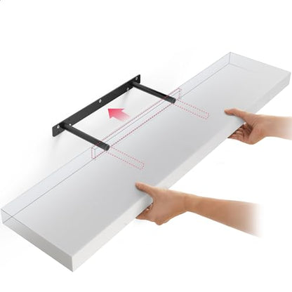 Ballucci Floating Shelf, 36" Wood Wall Shelf with Invisible Brackets for Bathroom, Living Room, Bedroom, Kitchen, Nursery, 8" Deep, White - color: White, size: 35.4 inches