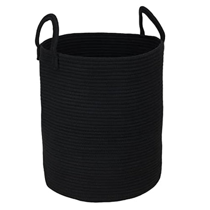 XUANGUO Black Cotton Rope Laundry Basket Hamper for Clothes Large - color: black, size: Regular