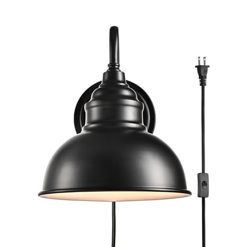 Mini Gooseneck Wall Sconce, 2-Way Mount with Switch, Black - color: Black