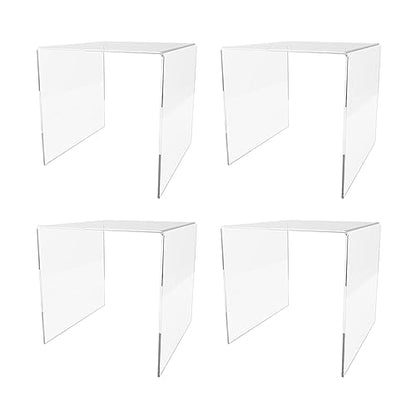 Marketing Holders 4 Pack Acrylic Riser Display Platform 8 Inch Wide Clear Square One Piece Lucite Retail Product Showcase Shelf Lifting Merchandising Pedestal Stand for Expos and Tradeshows - size: 8"W x 8"H