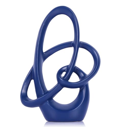 QIANLING Blue Knot Statue Decor - Modern Sculptures Home Decor, Resin Abstract Decor Art Accent,Blue Centerpieces for Living Room, Bedroom, Bathroom, Office, Shelf, Mantel - Wedding, Coffee Table - color: Blue