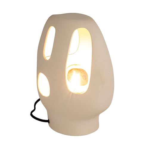 Bloomingville Ceramic Table Lamp with Cut-Outs, Volcano Finish, White