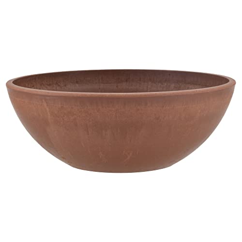 PSW Pot Collection M20TC 8-inch Plastic/Stone/Wood Composite Low Bowl Planter – No Drainage Hole (Drillable), Shallow Indoor/Outer Pot for Succulents, Bonsai, Fairy Gardens, Herbs, Terra Cotta Color - color: Terra Cotta, size: 8 Inch