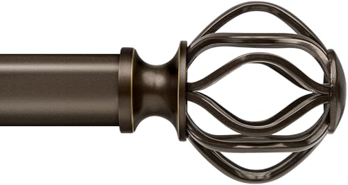 Bronze Curtain Rods for Windows 36-72 Inch (3-6 ft) with Decorative Cage Finials, 1 Inch Adjustable Heavy Duty Metal Window Treatment Rods for Living Room, Bedroom, Patio, Sliding Glass Door - color: Bronze, size: 36"-72"