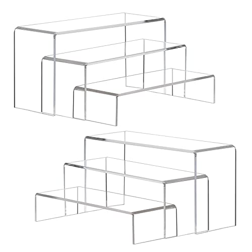 ANDGOO Display Risers, 6 Pcs(7.9”L-8.3”L-8.7”L) Rectangular Clear Acrylic Showcase Collectibles Display Stands Suitable for Retail Shoe Showcase Jewelry Funko Pop Figures - color: Clear, size: 6Pcs (7.9”L~8.3”L~8.7”L)